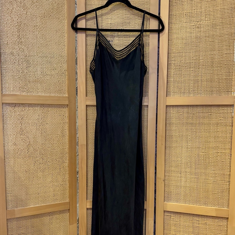 Vintage Y2K Victoria’s Secret Silk Black Maxi Slip Dress Grunge Y2K Women Size M